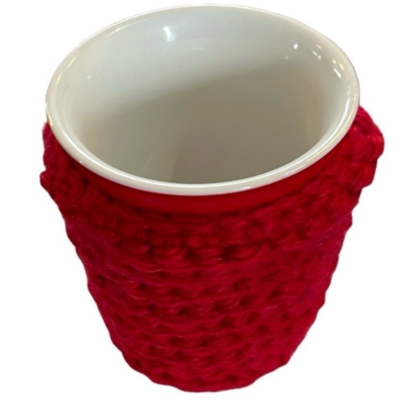 Handmade Cup Koozie Chunky Knit Crochet Acrylic Coozie Red Mug Holder Party Dorm - Picture 1 of 17